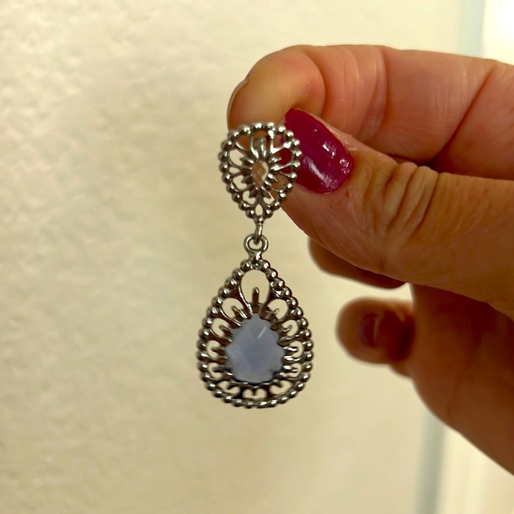 Kendra Scott custom made purple and silver earrings worn once on wedding day